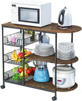 Rolling Kitchen Bakers Rack Microwave Stand with Storage 3-Tier Table D93940
