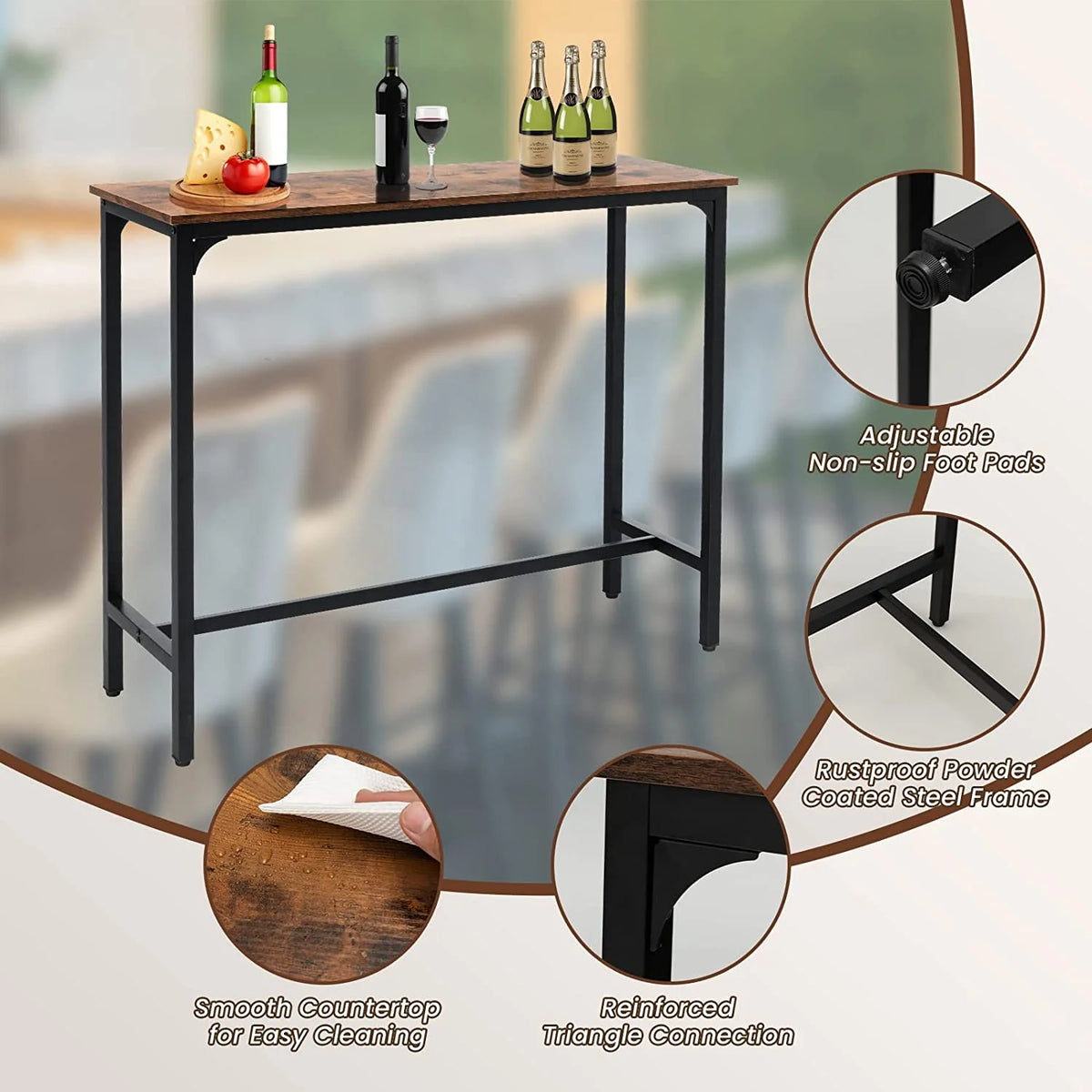 48" Narrow Rectangular Console Table with Steel Frame R70452