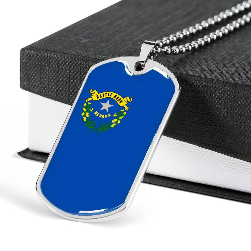 Stainless Steel or 18k Gold Dog Tag Necklace V834