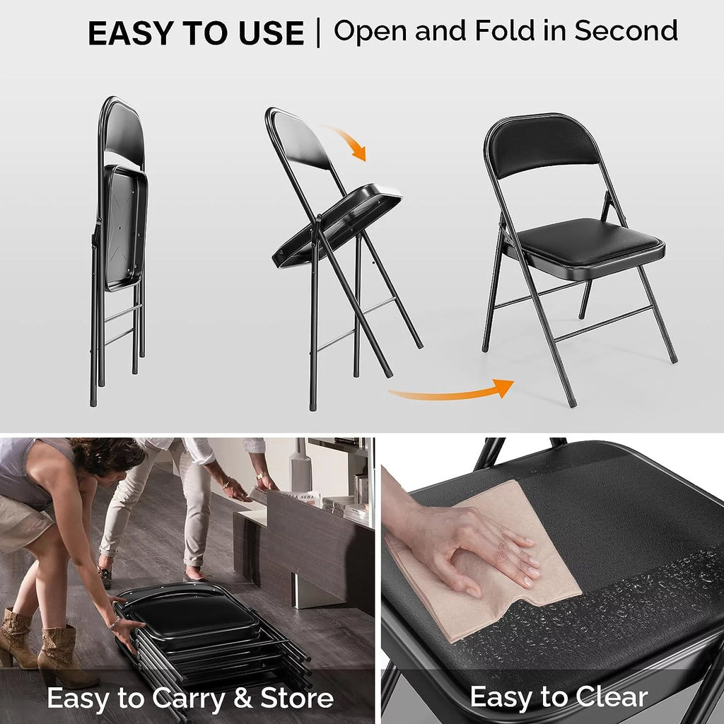 Black Set of 10 Folding Chairs J468