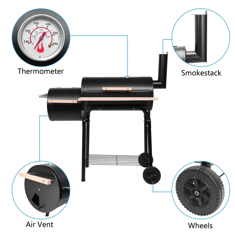 Portable Charcoal Grill and Offset Smoker K889962