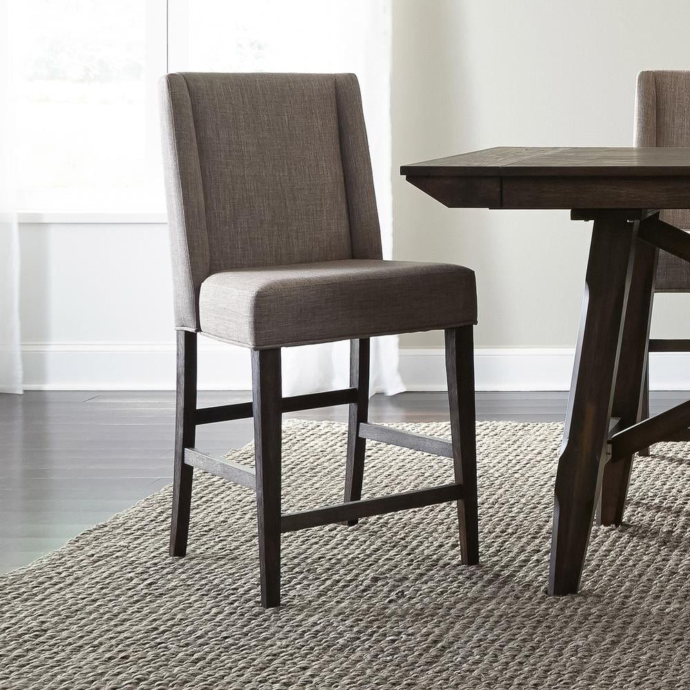 Upholstered Counter Chair Set of 2 Rustic Brown Q848423