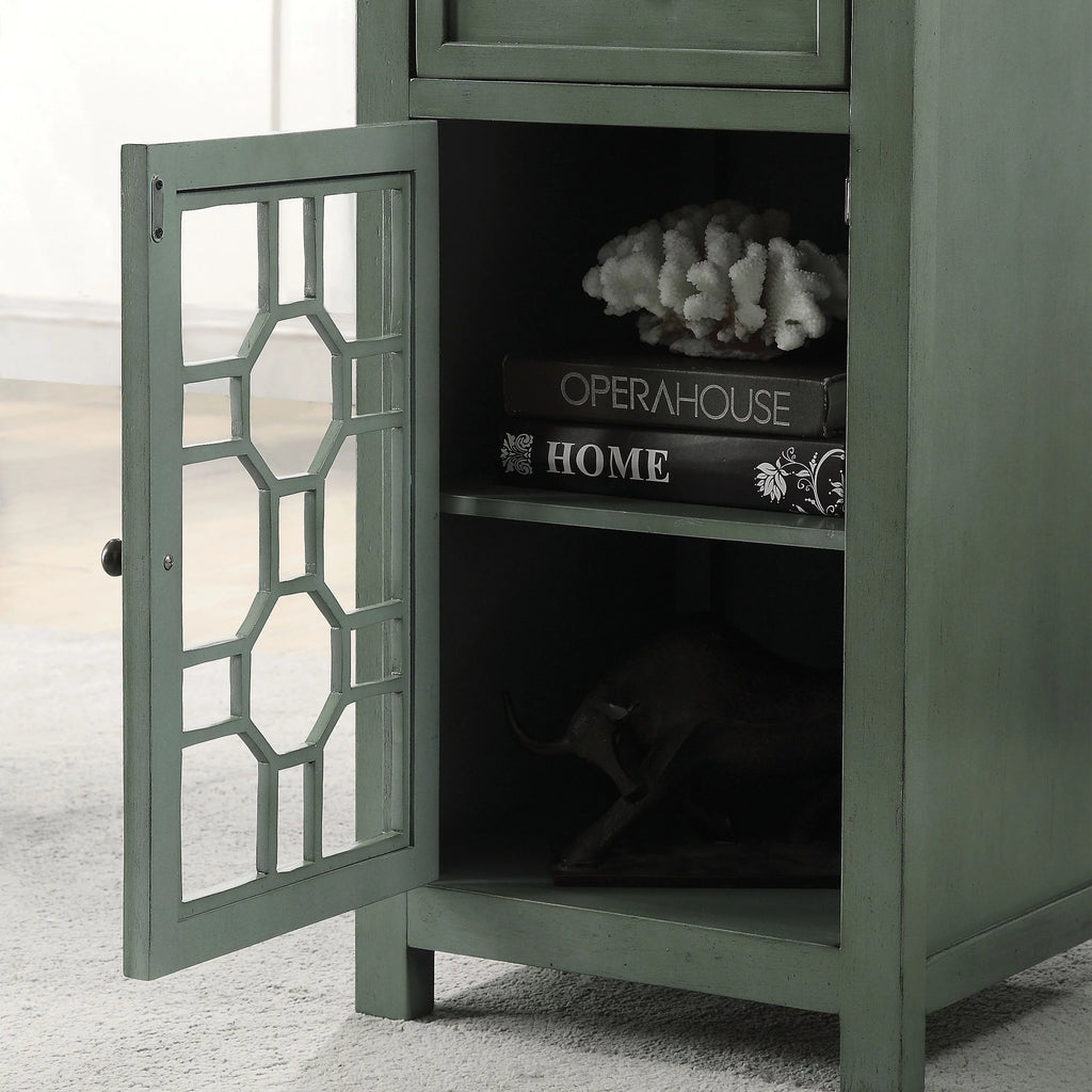 Antique Teal 1-Drawer Side Table S526086