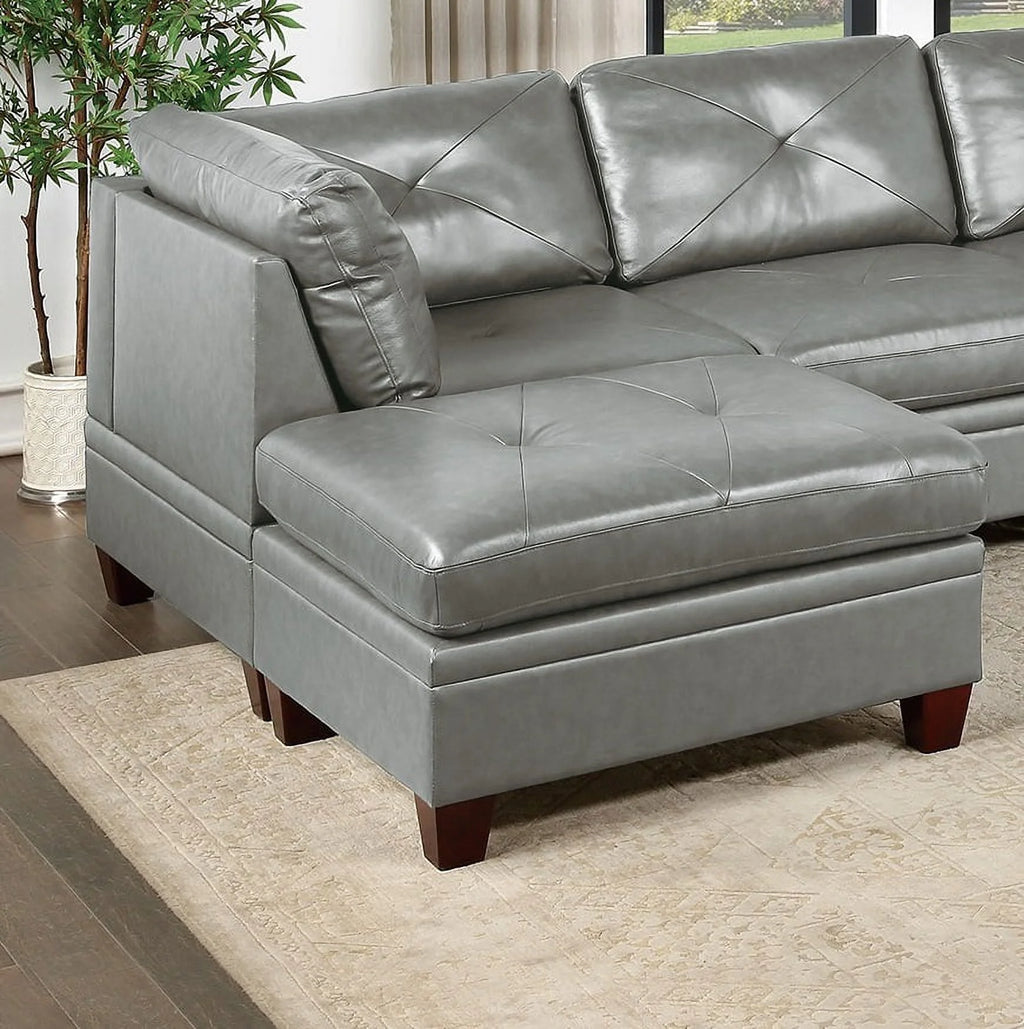 Genuine Leather Tufted Ottoman M32050