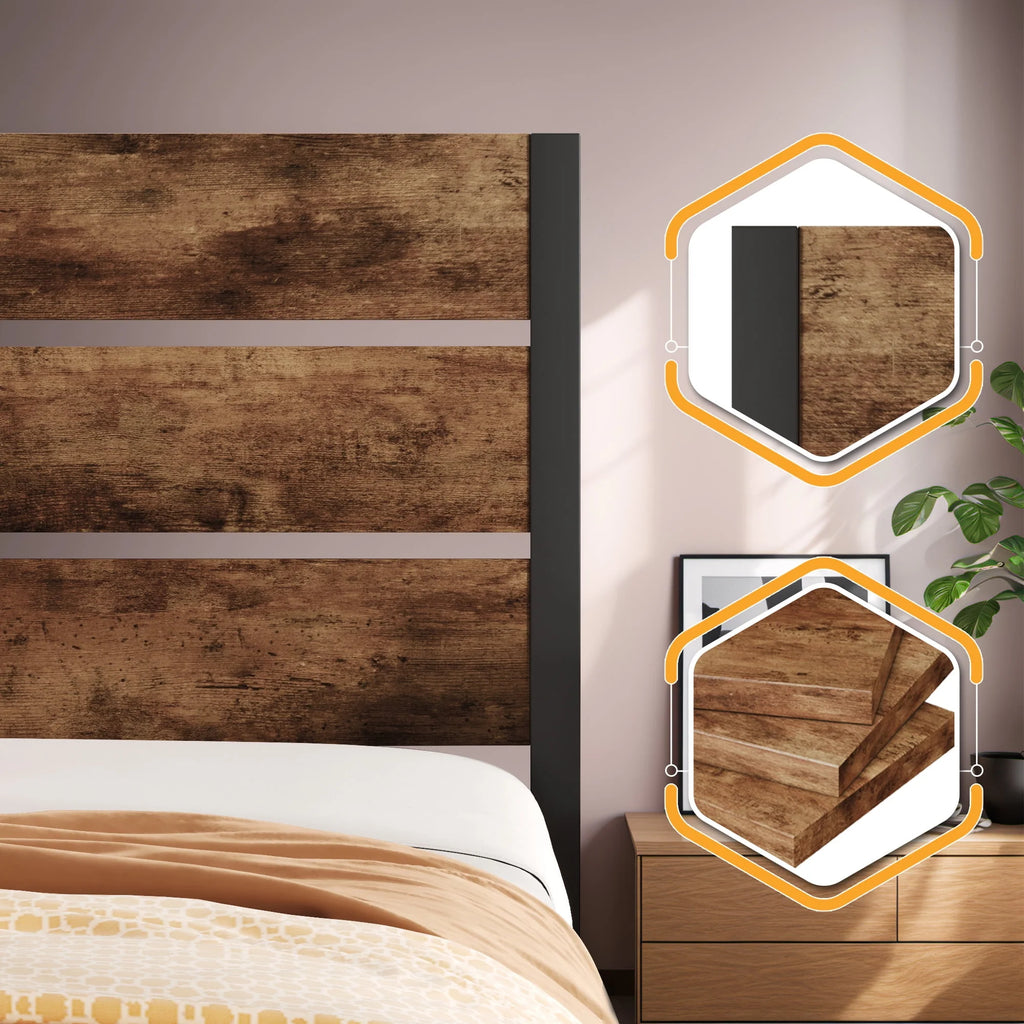 Queen Bed Frame with Wood Headboard and Footboard U36833