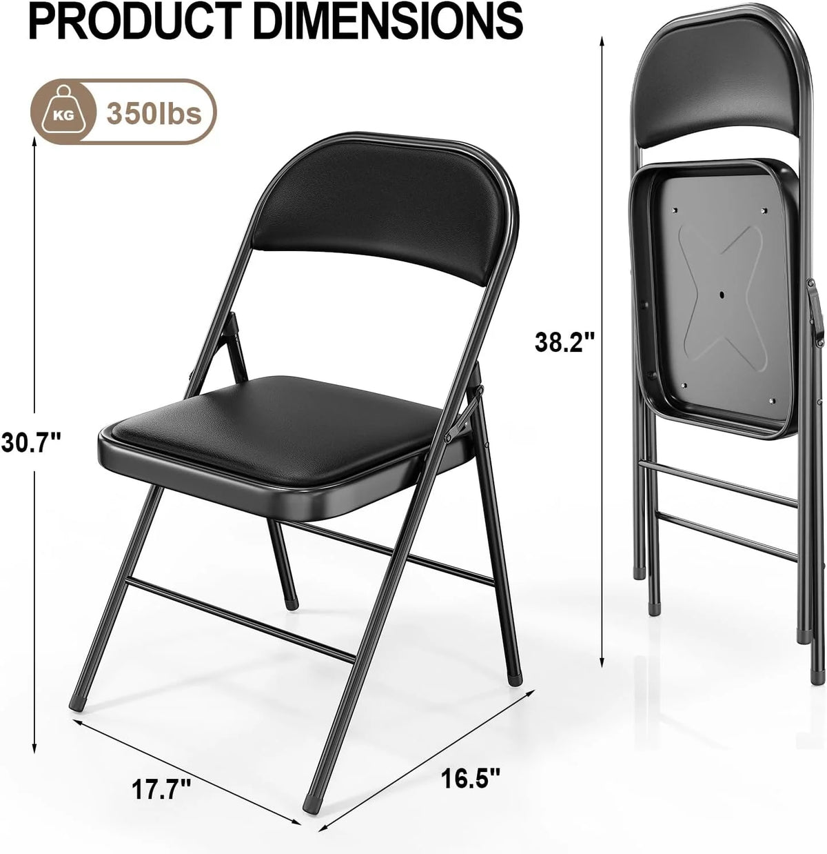 Black Set of 10 Folding Chairs J468