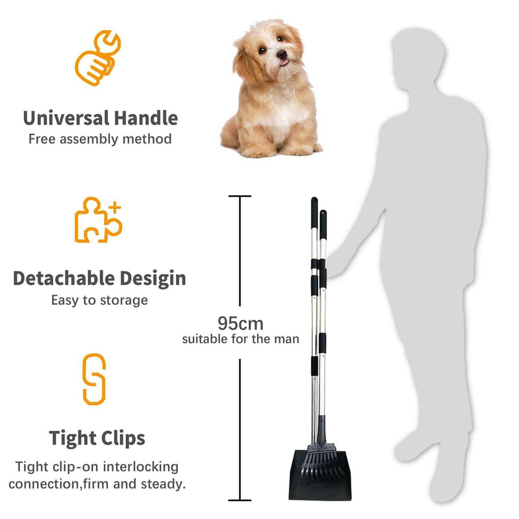Durable Dog Poop Scoop Long Handle Tray and Rake Set S1737