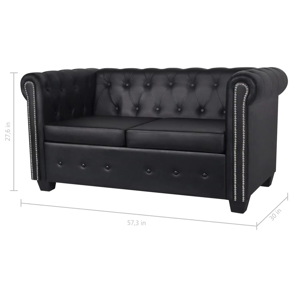 Black 2-Seater Artificial Leather Sofa N587920