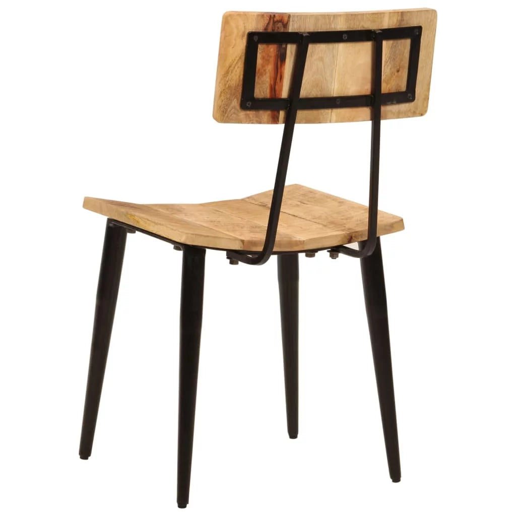 2 pcs Antique-Style Solid Mango Wood Dining Chairs with Iron Frame B522111