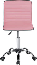 Pink PU Leather Armless Office Chair with Wheels U271
