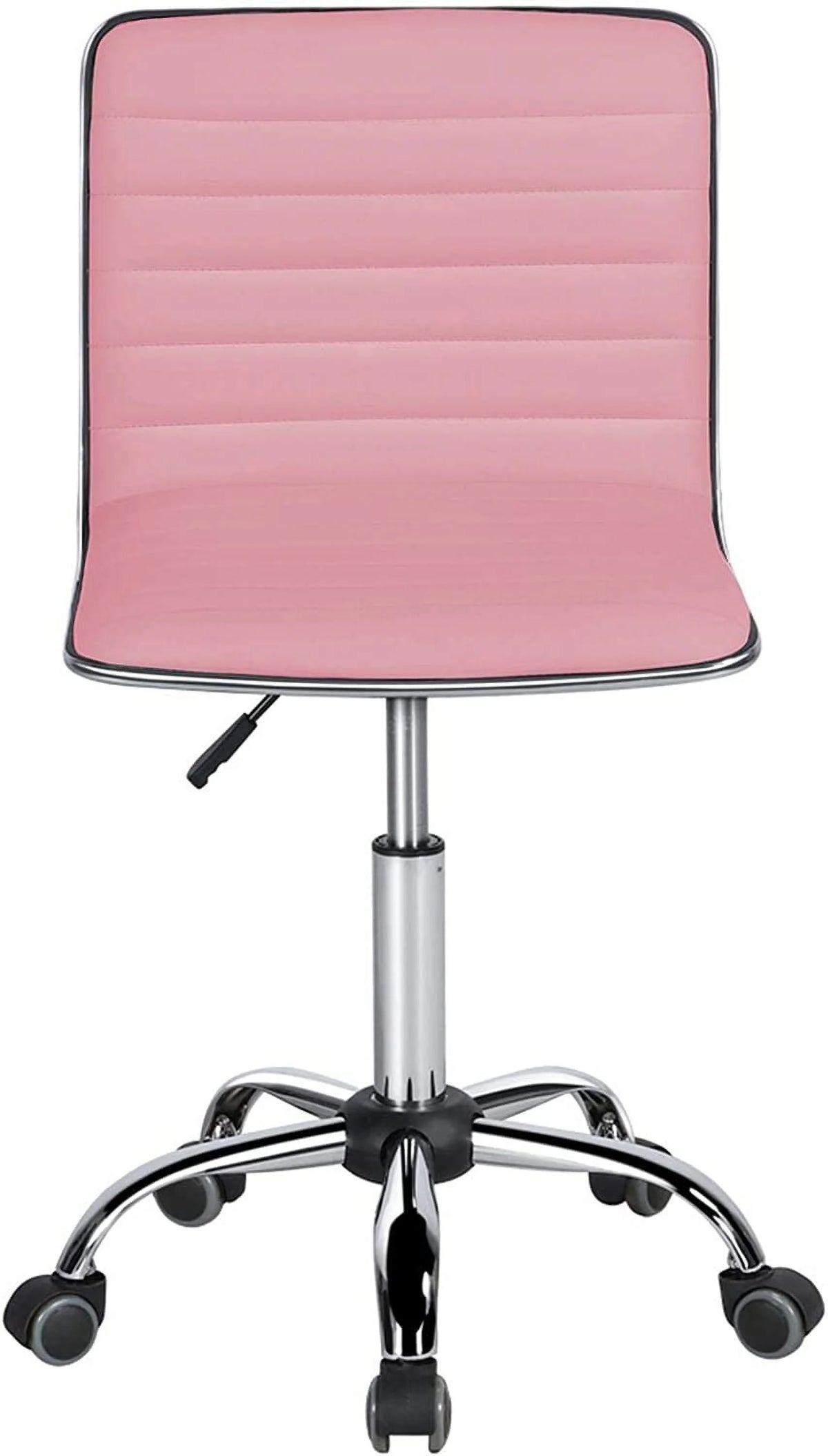 Pink PU Leather Armless Office Chair with Wheels U271