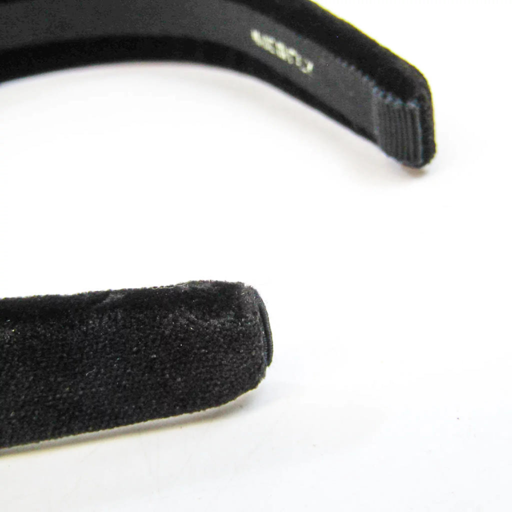Pre-Owned Leather Metal Women's Alice Band Black, Champagne Gold S750