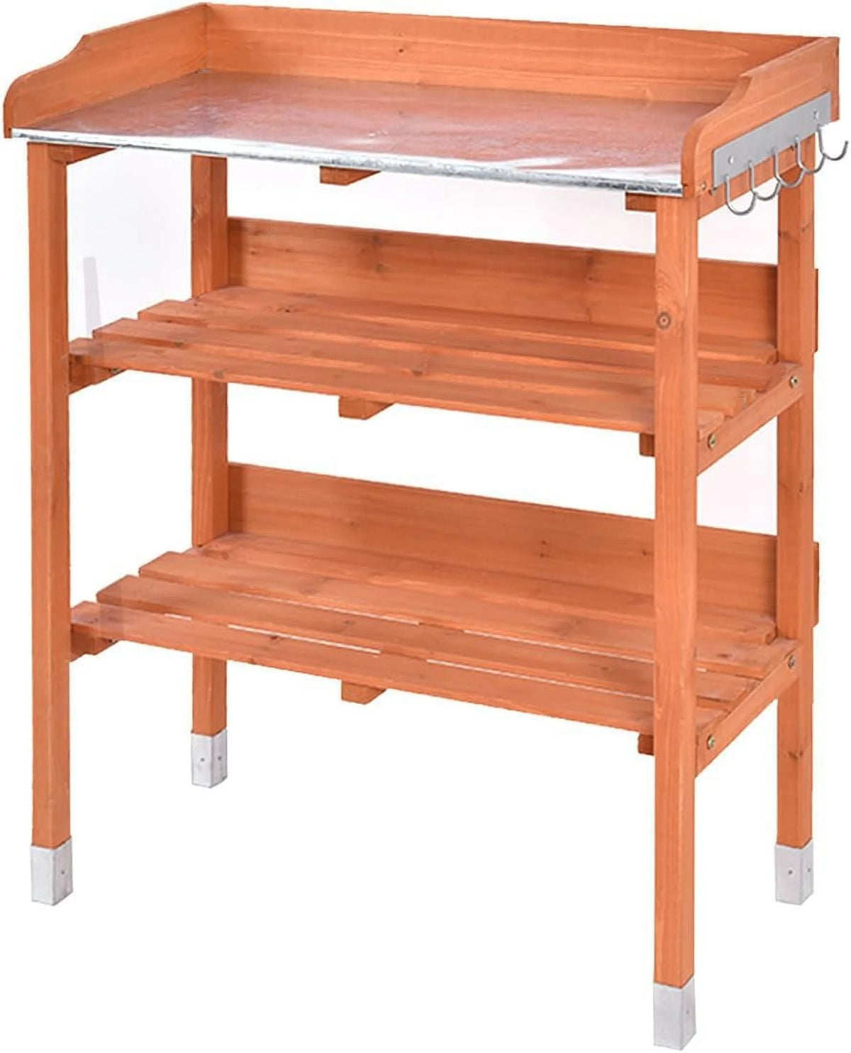 Wooden Potting Bench Work Station Table with Storage Shelf G587359
