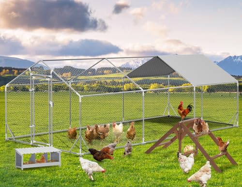 Metal Chicken Coop with Anti-Rust Steel & Waterproof Cover O734218