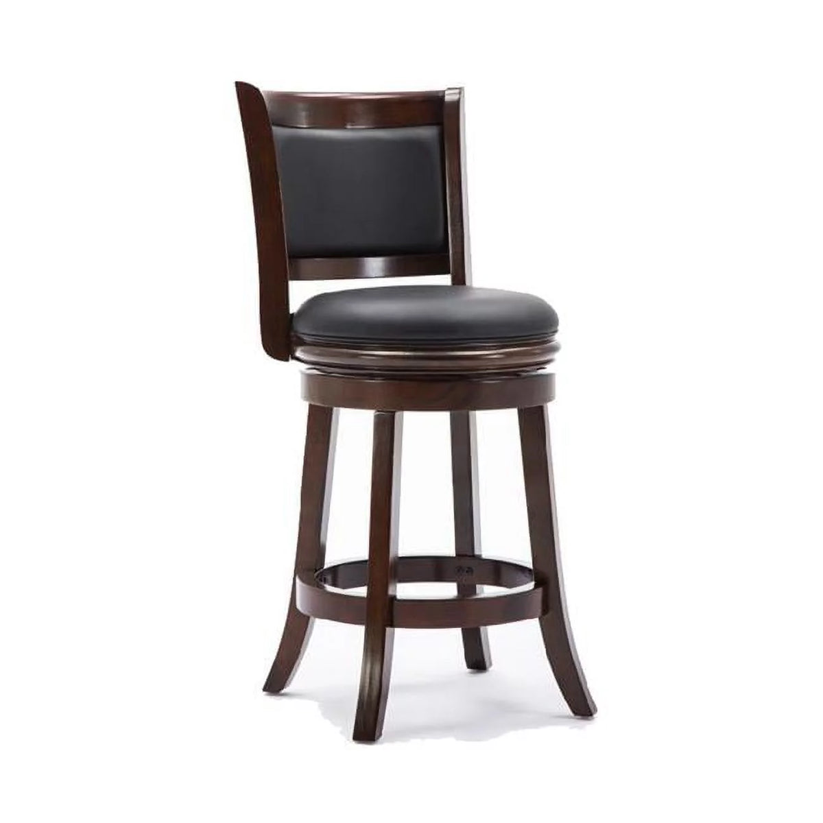 Round Wooden Swivel Counter Stool with Padded Seat & Back F7922