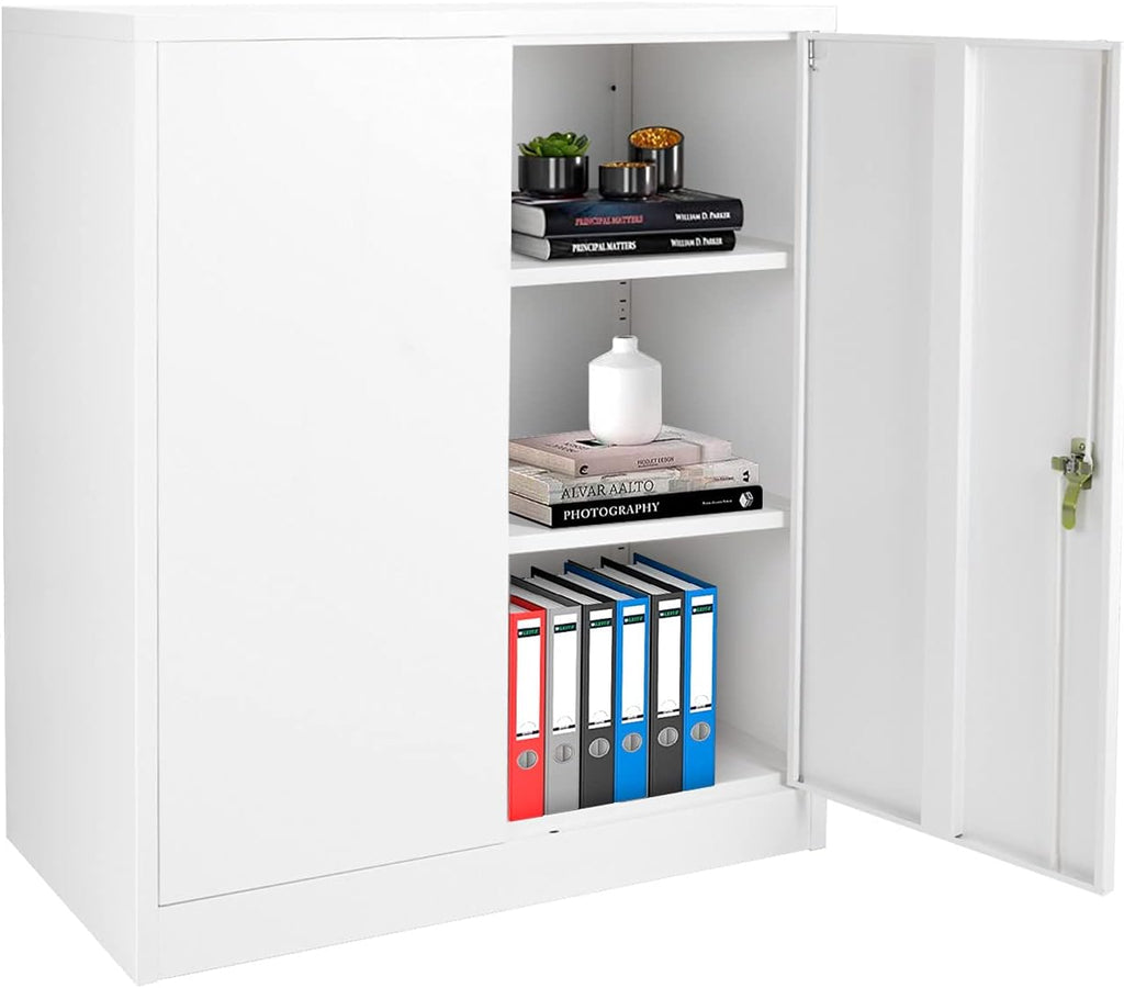 Tall Gray Locking Steel Storage Cabinet with Shelves Q422