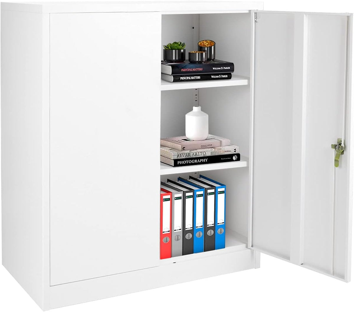 Tall Gray Locking Steel Storage Cabinet with Shelves Q422