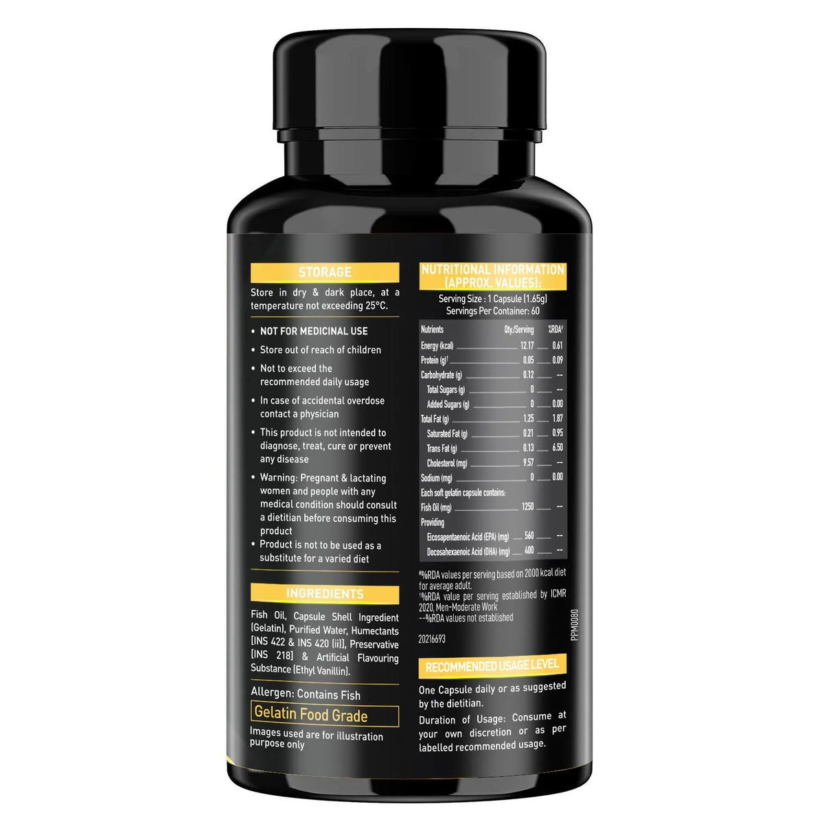 Omega 3 Fish Oil 1250Mg 60 Capsules Triple Strength V773096