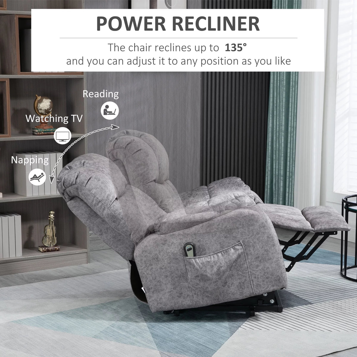 Grey Power Lift Recliner Chair with Remote Control L78592