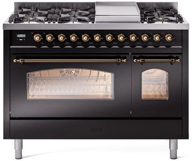 48 Dual Fuel Propane Gas Range in Black O393332