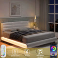 White Queen Size Upholstered Bed Frame with Adjustable Headboard N1005