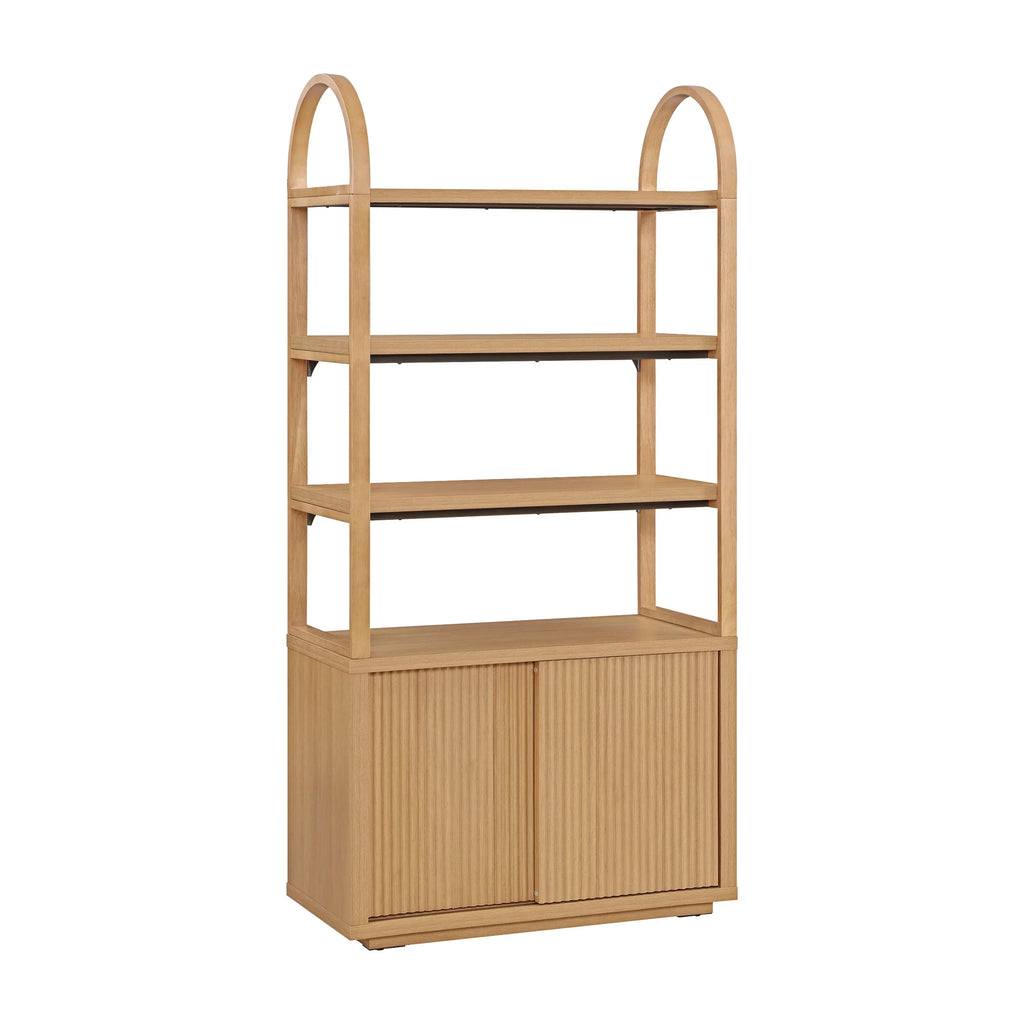 Fluted 3-Shelf Bookcase with Storage Cabinet Y318