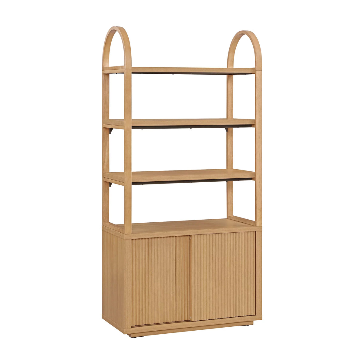 Fluted 3-Shelf Bookcase with Storage Cabinet Y318