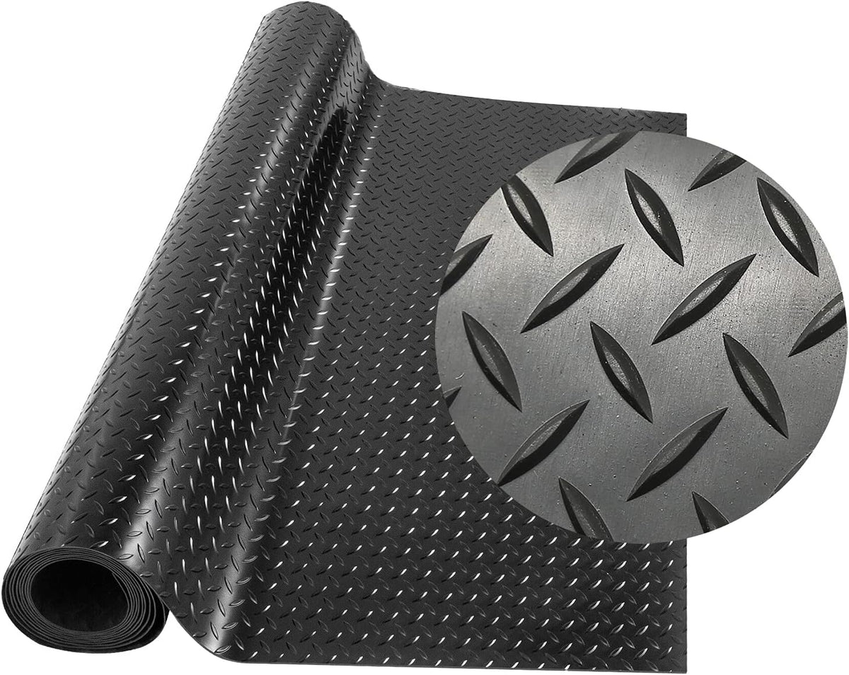 Black 5x10 Ft Diamond Plate Rubber Floor Mat O4481