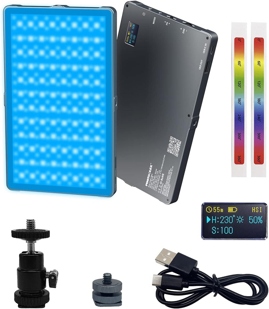 RGB LED Video Light Panel 10000mAh Rechargeable 18.5W 3200-5600K M173
