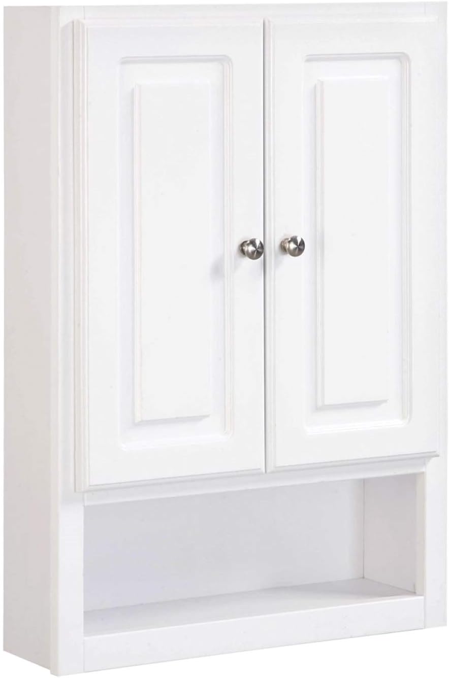 White 2-Door 1-Shelf Bathroom Wall Cabinet V6728