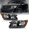 2009-2018 Dodge Journey Black Housing Headlights Assembly Pair Set Left+Right H3200