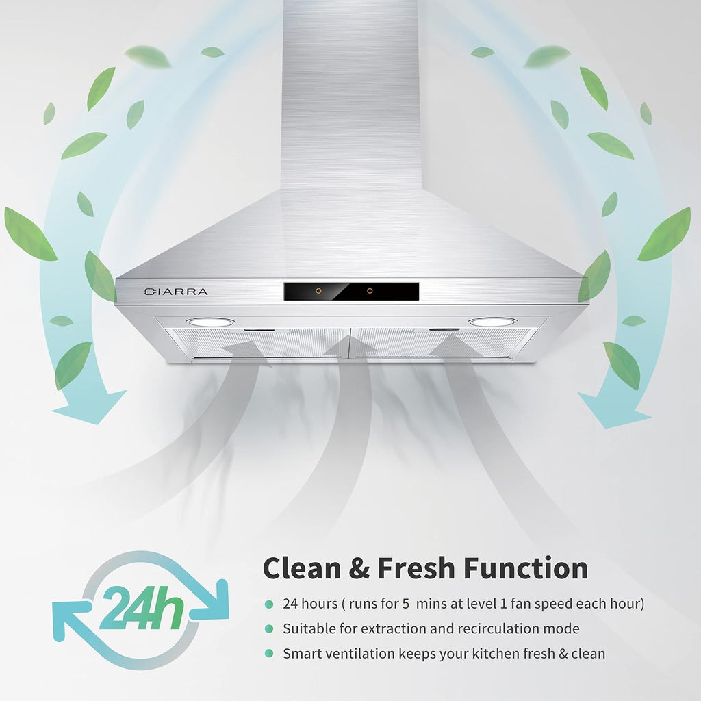 30 inch 450 CFM Convertible Wall Mount Stainless Steel Range Hood V82215