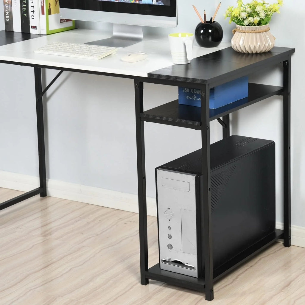 White 55.1 Inch Computer Desk with Shelves M121628