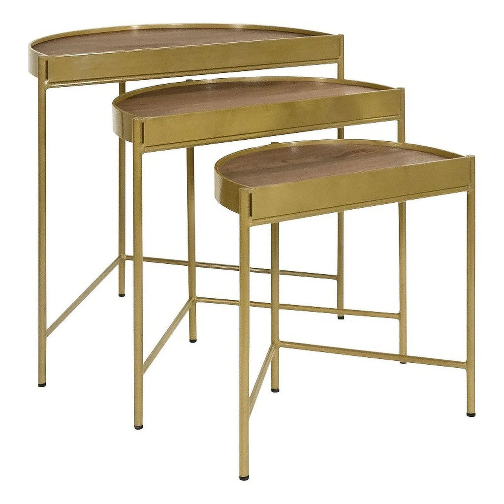3-Piece Metal Nesting Table Brown and Gold V365437
