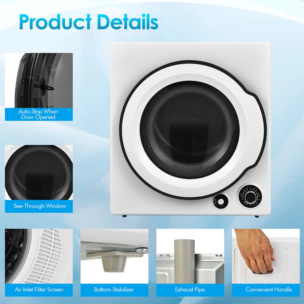 1350W Electric Compact Laundry Dryer 13.2 LBS G9849