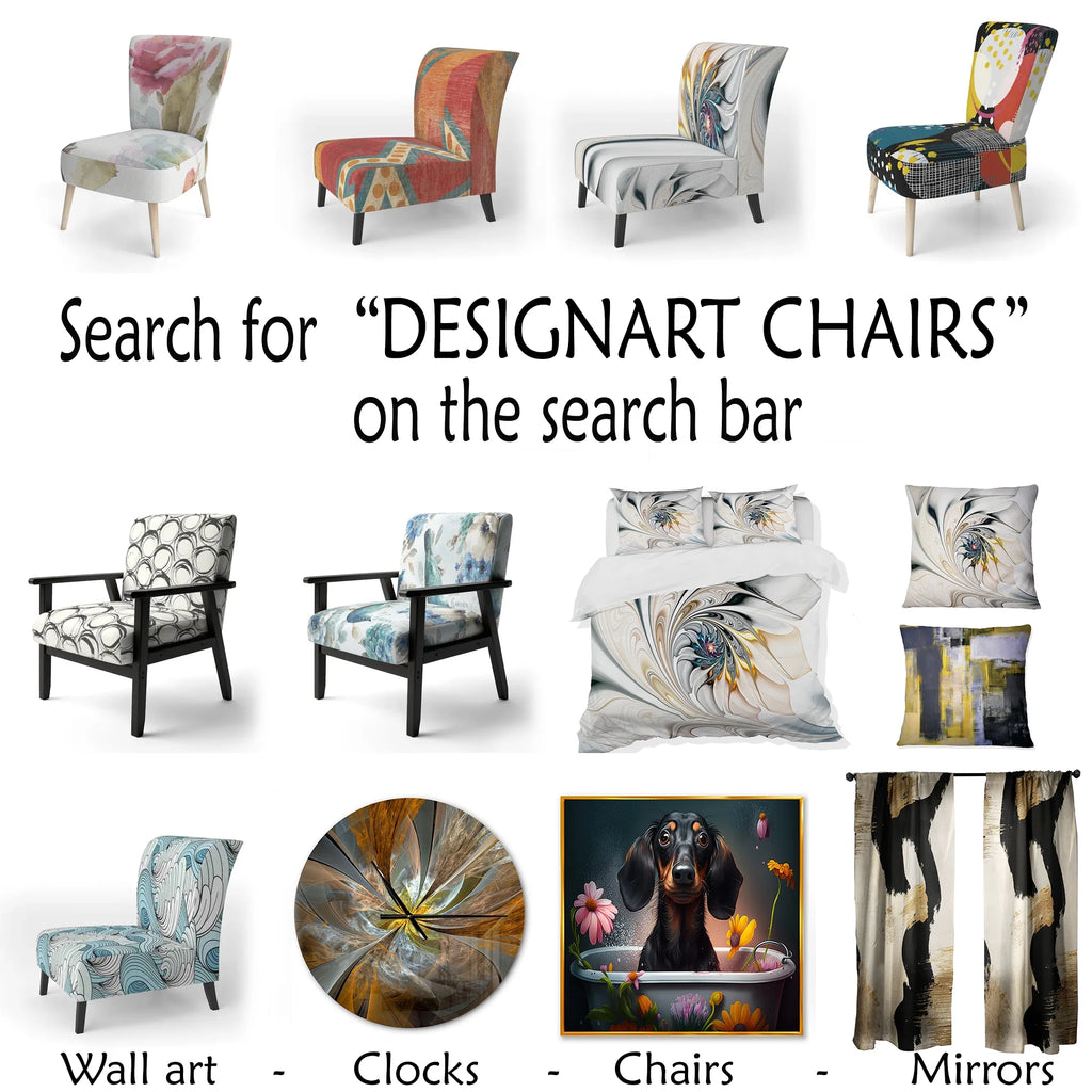 Blue and White Floral Striped Upholstered Accent Chair L826