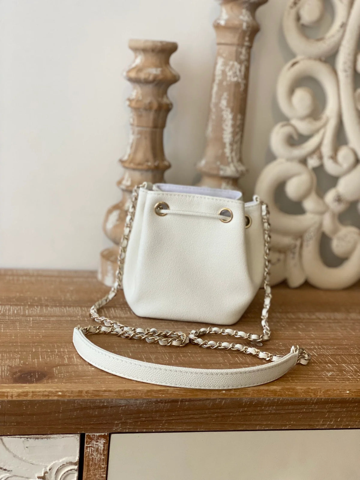Mini Bucket Bag With Strap White L52164