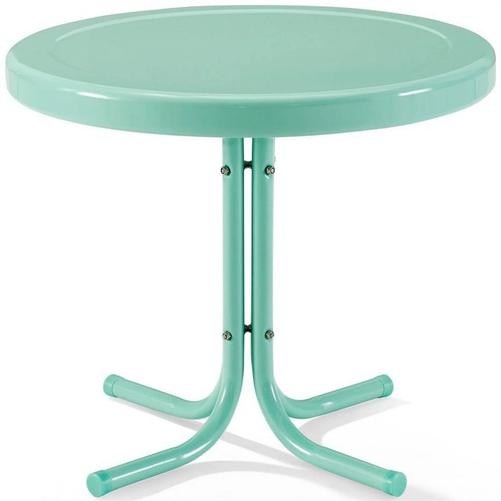 2 Piece Metal Patio End Table Set in Aqua Blue Z46128