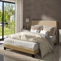 Beige Velvet Upholstered Queen Size Platform Bed Frame H524