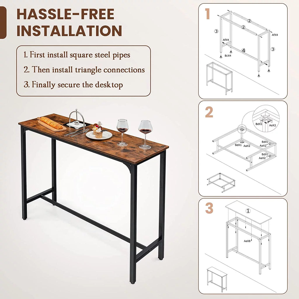 48" Narrow Rectangular Console Table with Steel Frame R70452