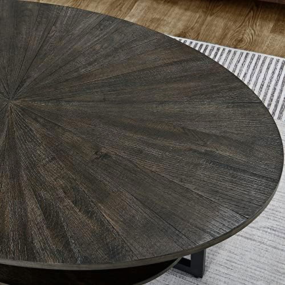 Oval Coffee Table with Umbrella Shaped Top Solid Wood Rustic Brown N244469