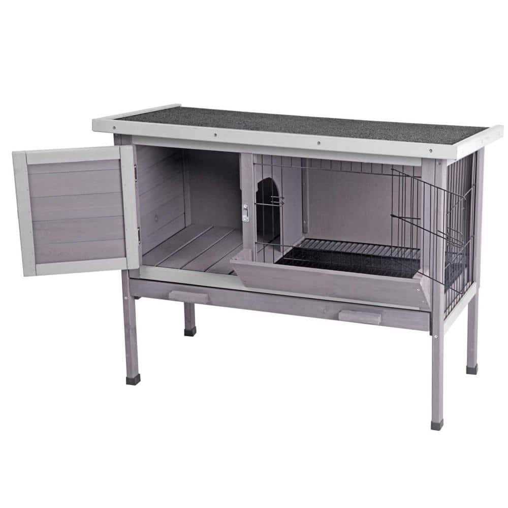 Outdoor Rabbit Hutch with Metal Wire Pan S32854