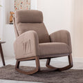 Camel Upholstered Rocking Chair with Side Pocket D6002