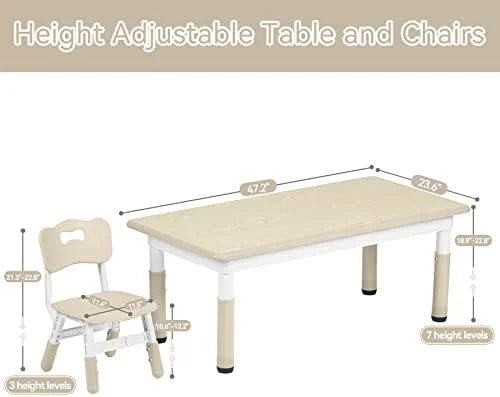 Height Adjustable Plastic Table and 4 Chairs Set J38634