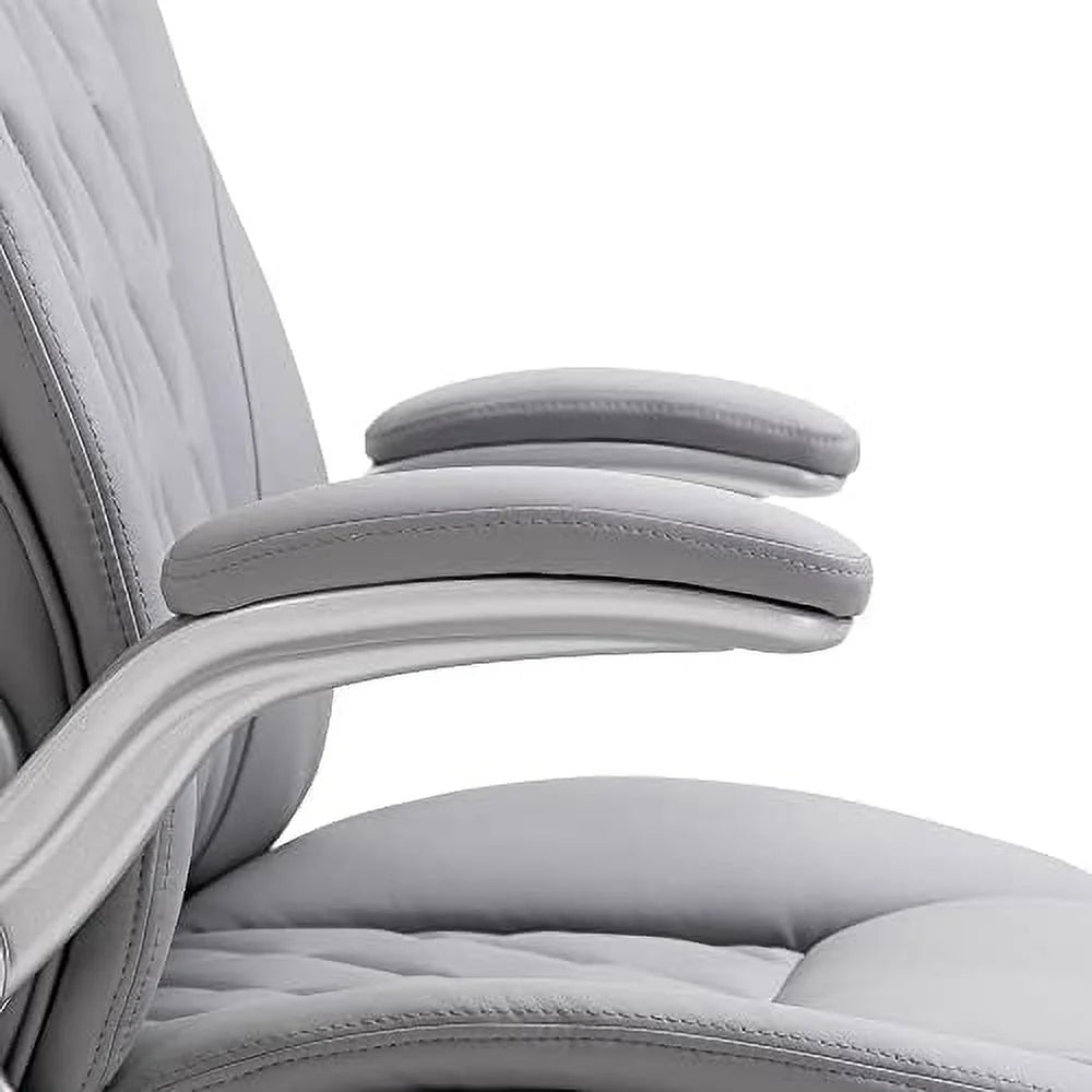 Grey Faux Leather Ergonomic Home Office Chair W7515