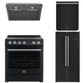 30 Electric Range, Range Hood, Refrigerator and Dishwasher in Black Q8396