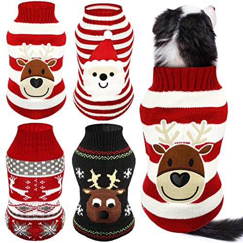 4 Pieces Christmas Dog Sweaters Pet Clothes C840