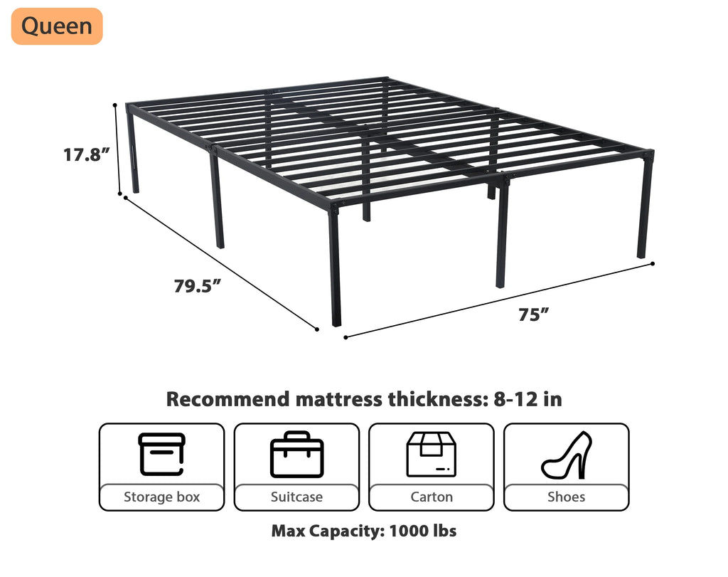 King Size 18 Inch Metal Platform Bed Frame S1726