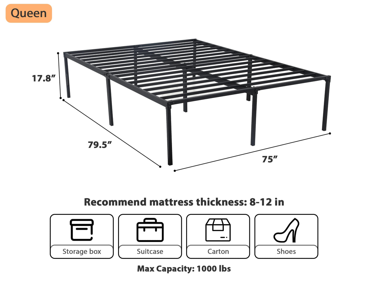 King Size 18 Inch Metal Platform Bed Frame S1726