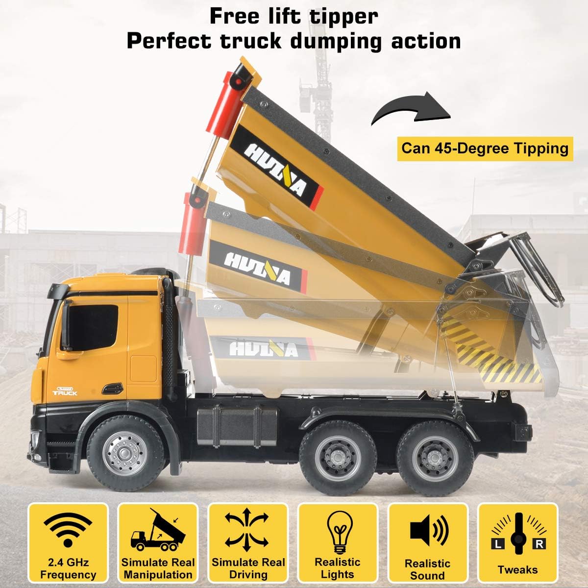 Remote Control Dump Truck Toy 1/14 Scale U529